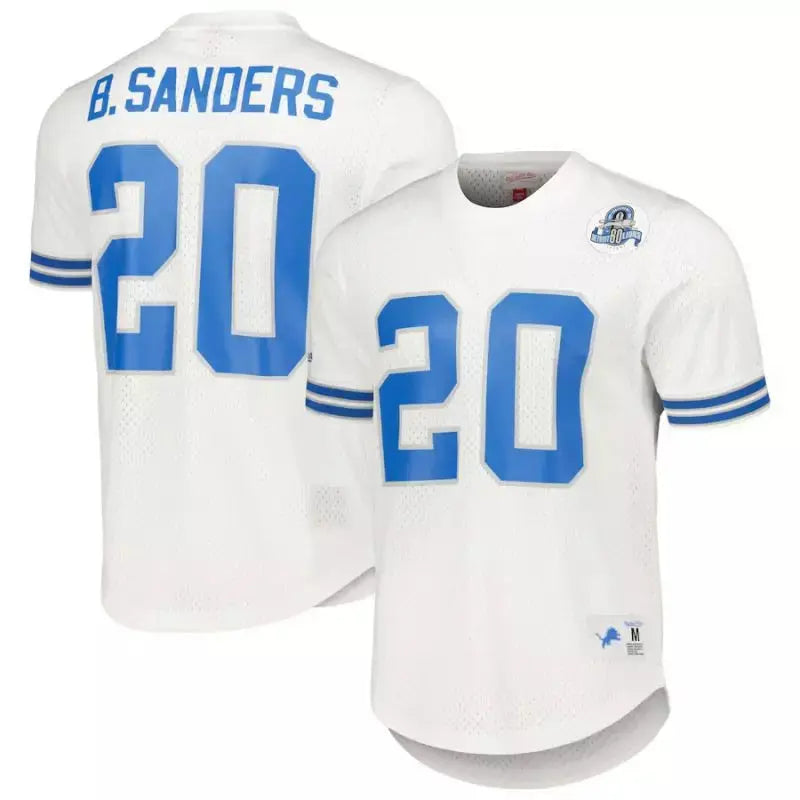 Maillot Vintage Barry Sanders Detroit Lions N&N Mesh Blanc - Super-NFL.com
