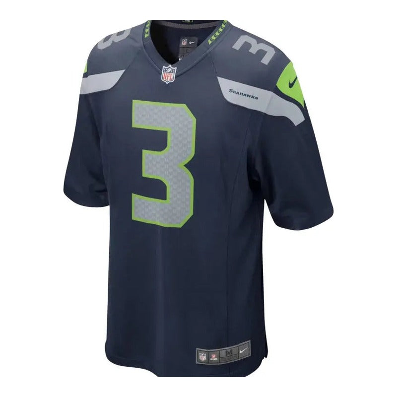 Maillot NFL Russell Wilson Seattle Seahawks Game Team couleur bleu marine